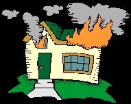 Cartoon house fire