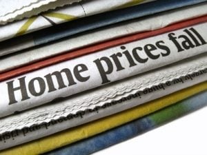 Newspapres with House prices fall headline