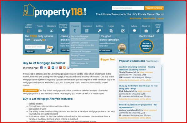 Buy to Let mortgage tab