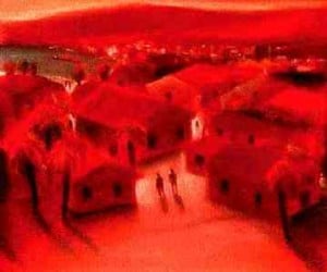 houses on red soaked image