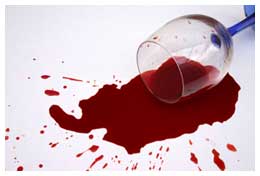 Spilled wine and glass