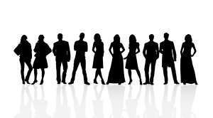 silhouette of group of people