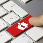 finger pressing red keyboard key with piggy-bank icon to represent holding deposit dispute