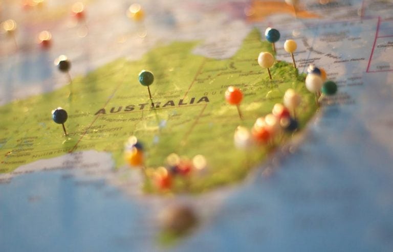 Map of Australia with colourful pins marking property investment locations