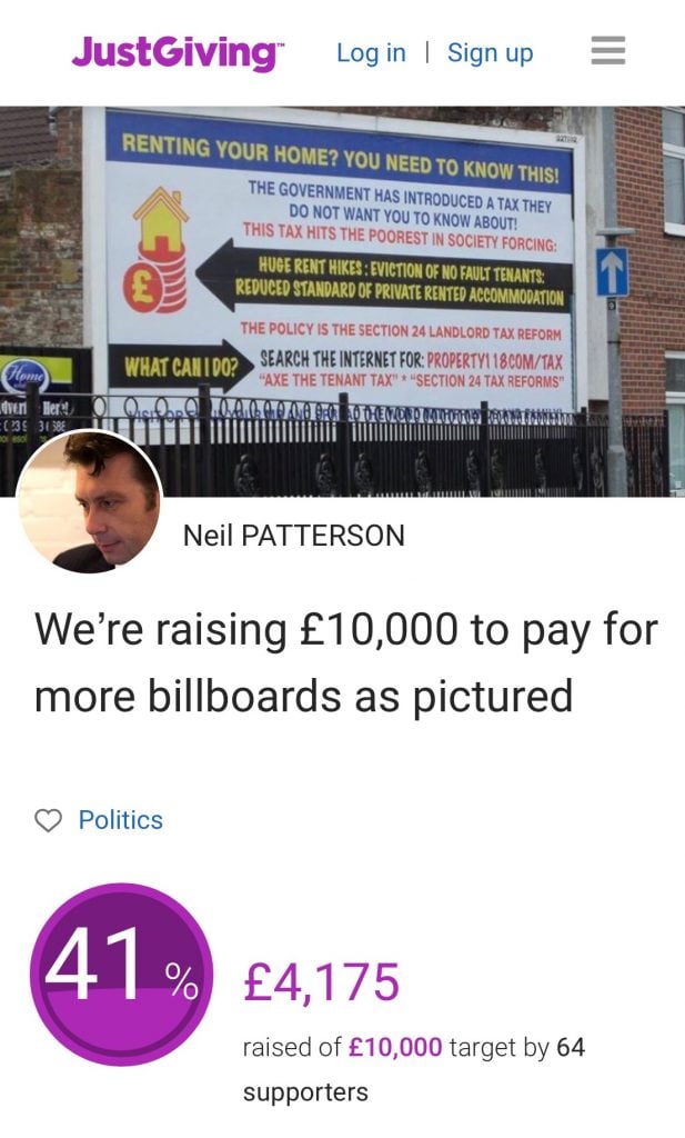BILLBOARDS UPDATE “Just Giving” campaign raises over £4,000 in just a few days