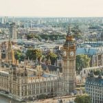 Aerial view of the UK Parliament and surrounding Westminster area supporting discussion on the Renters Rights Bill