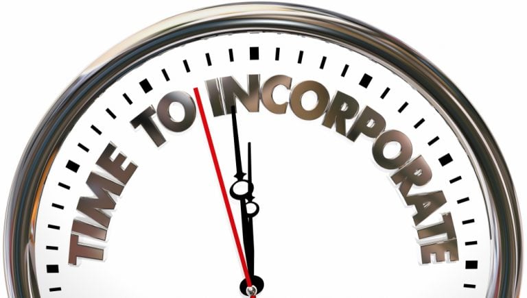 Clock showing the words "Time to Incorporate" symbolizing urgency in business incorporation.