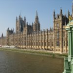 Houses of Parliament in London viewed from across the River Thames