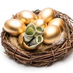 Golden eggs in a nest with cash representing releasing equity from property investments