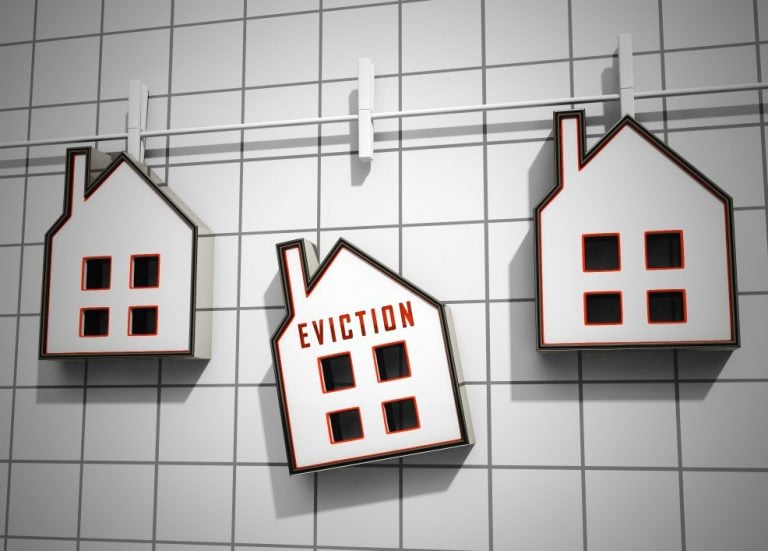 Illustration of houses with the word eviction, symbolising Section 21 rental evictions