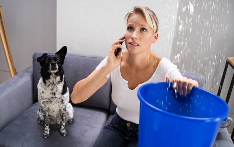 pic of woman dealing with a hurst pipe landlord insurance claim property118