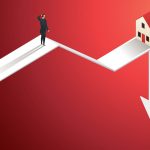 Businessman facing declining house prices as market trends downward