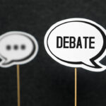 debate speech bubbles illustrating discussion around renters’ deposit scheme proposals