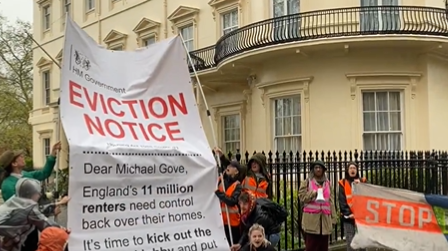 Protestors gather outside Michael Gove’s home to demand an end to Section 21