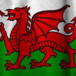 Welsh flag featuring the red dragon symbol of national identity