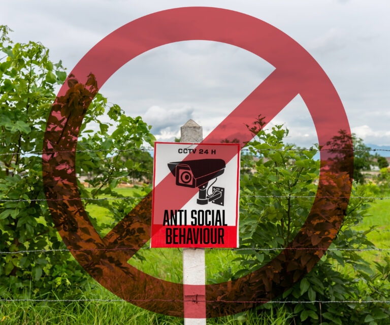 CCTV warning sign with anti-social behaviour symbol crossed out to highlight calls for stronger PRS support