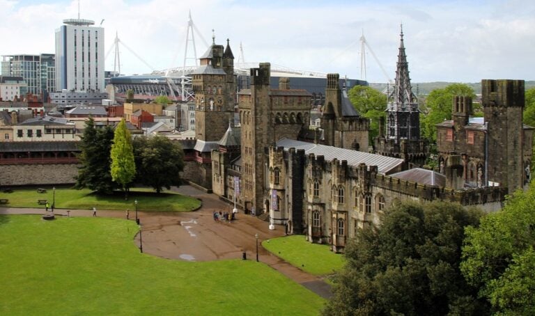 Cardiff Castle overlooking the city, illustrating the setting for Cardiff’s new housing plans for the homeless