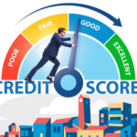 Investor pushing credit score gauge from poor to excellent for property investment