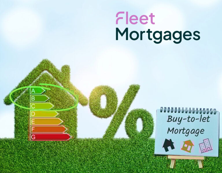 EPC rating chart and buy-to-let mortgage concept promoting Fleet Mortgages’ newly reduced EPC A–C product rates