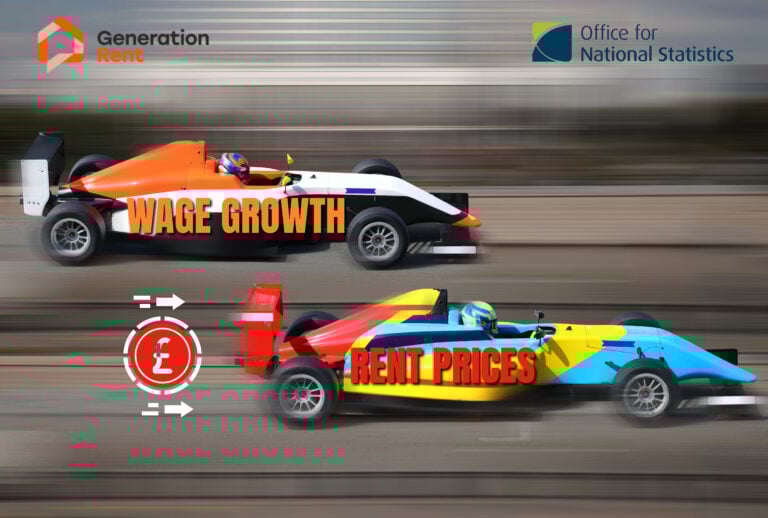 Racing cars illustrating rent prices accelerating faster than wage growth
