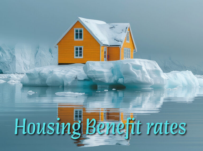 Bright yellow house on icy landscape symbolizing frozen housing benefit rates