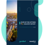 Cover of the 2024 State of the Lettings Industry Report featuring a cityscape and branding from Goodlord and Vouch