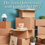 Stack of moving boxes and household items representing tenants’ abandoned possessions after eviction