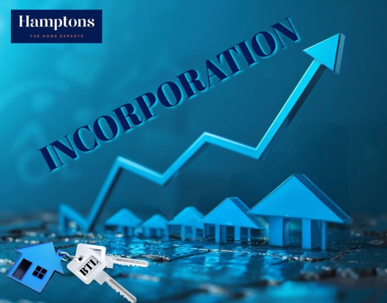 Rising buy-to-let incorporations shown through upward housing graph with Hamptons branding.