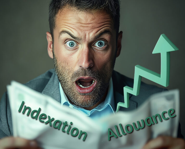 Shocked landlord reacting to rising tax costs and indexation allowance issues