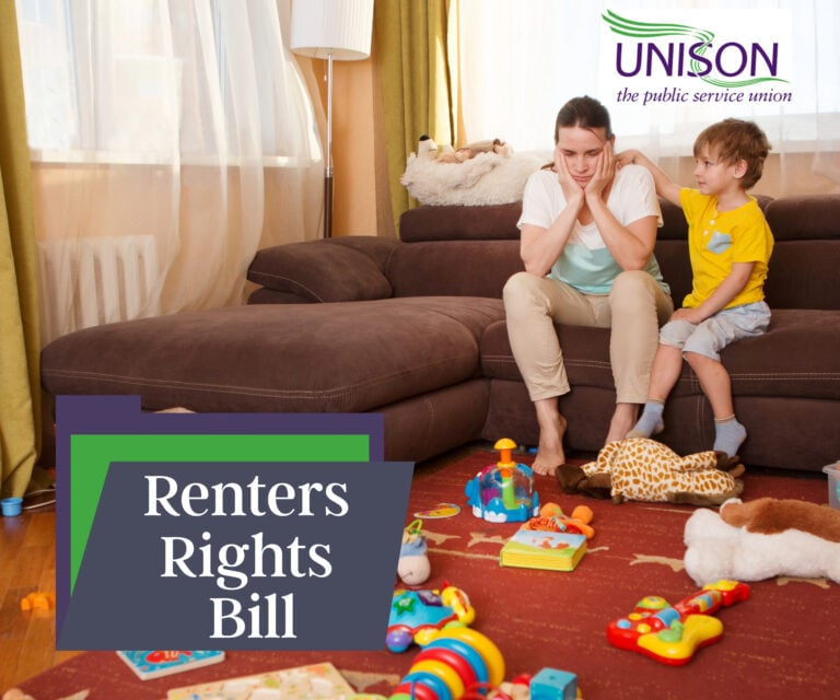 Concerned mother and child at home highlighting housing insecurity and renters’ rights issues