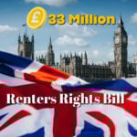 UK Parliament with Union Jack flag promoting £33 million Renters’ Rights Bill impact
