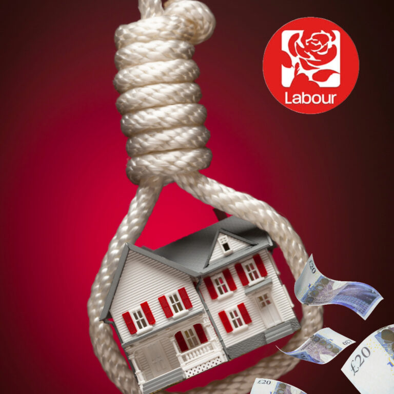 House caught in a financial noose symbolising landlords’ tax and regulatory pressures in the UK rental market