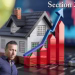 Model house with rising bar graph and landlord representing impact of Section 24 on rent prices