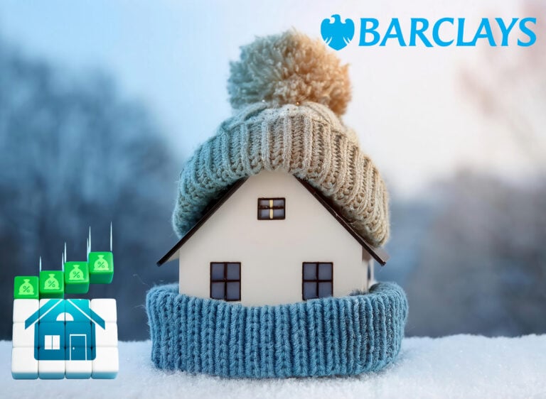 House wrapped in winter hat symbolizing rising mortgage costs and energy efficiency focus