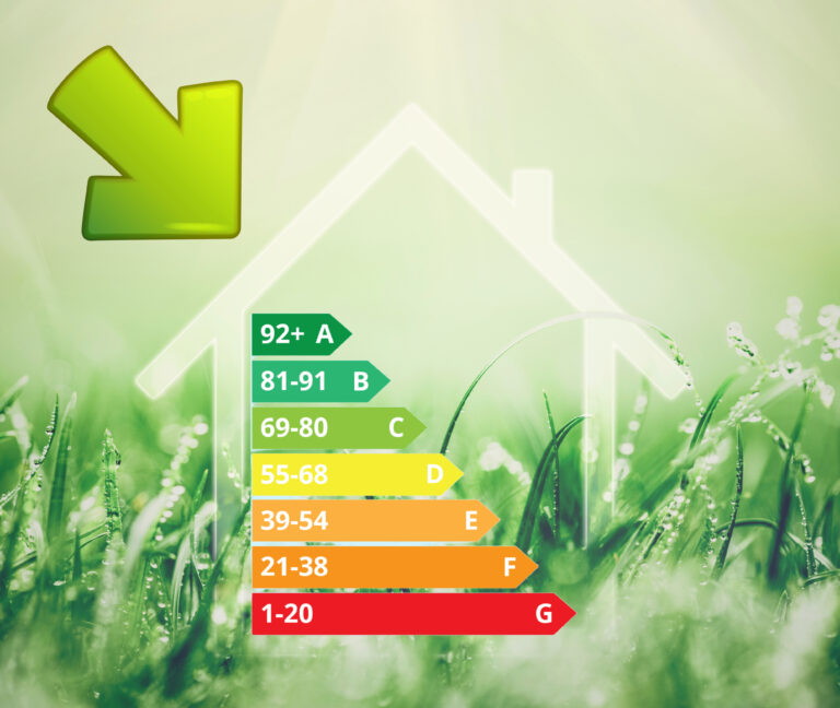 Home energy efficiency rating chart showing EPC scale from A to G