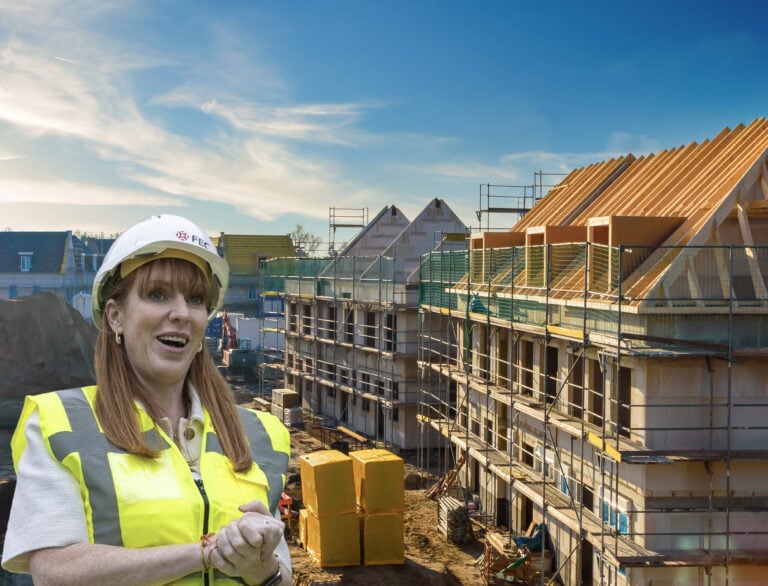 Angela Rayner on construction site promoting new housing and planning reforms