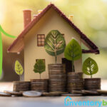 Model house with coin stacks and green leaves symbolizing rising rental yields in England