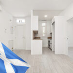 Modern empty home in Scotland with kitchen and living area