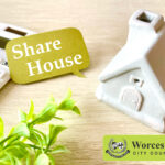 Miniature house, calculator, and Worcester City Council logo highlighting shared housing scheme