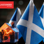 Rising Scottish rent prices highlighted with flags and housing market growth symbol