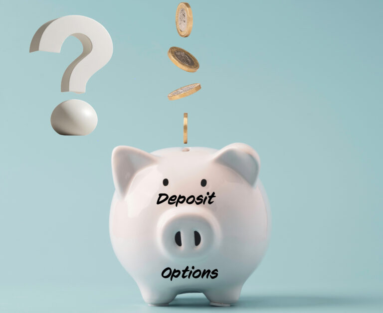 Piggy bank with coins and question mark symbolizing landlord deposit issues