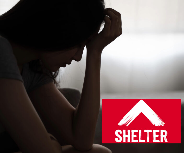 Woman in distress highlighting housing insecurity and Shelter support