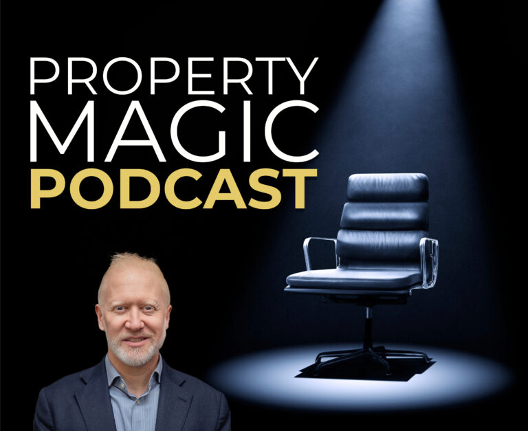 Property Magic Podcast cover with Simon Zutshi and spotlighted chair