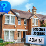 Brick house with selective licensing admin folders and question mark symbol