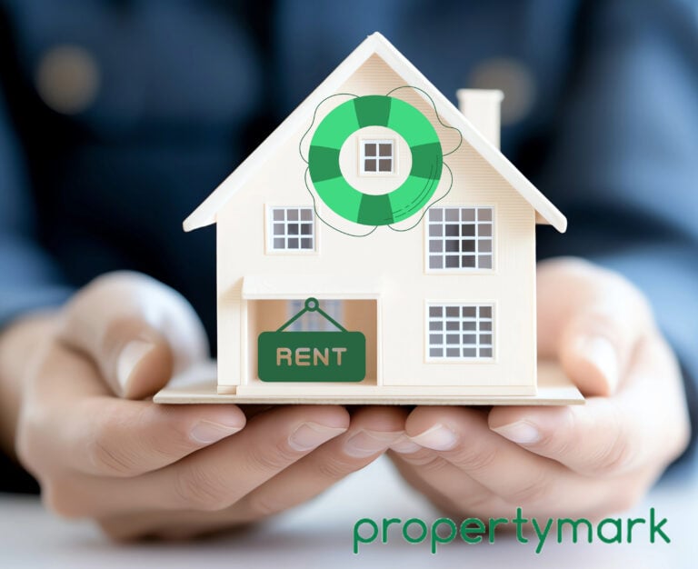 Model house with rent sign symbolizing private rented sector support