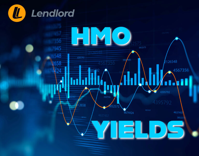 Graph showing HMO yields analysis with Lendlord branding.