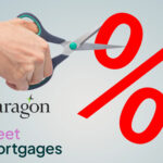 Hand cutting percentage sign symbolizing mortgage rate reductions by Paragon and Fleet Mortgages