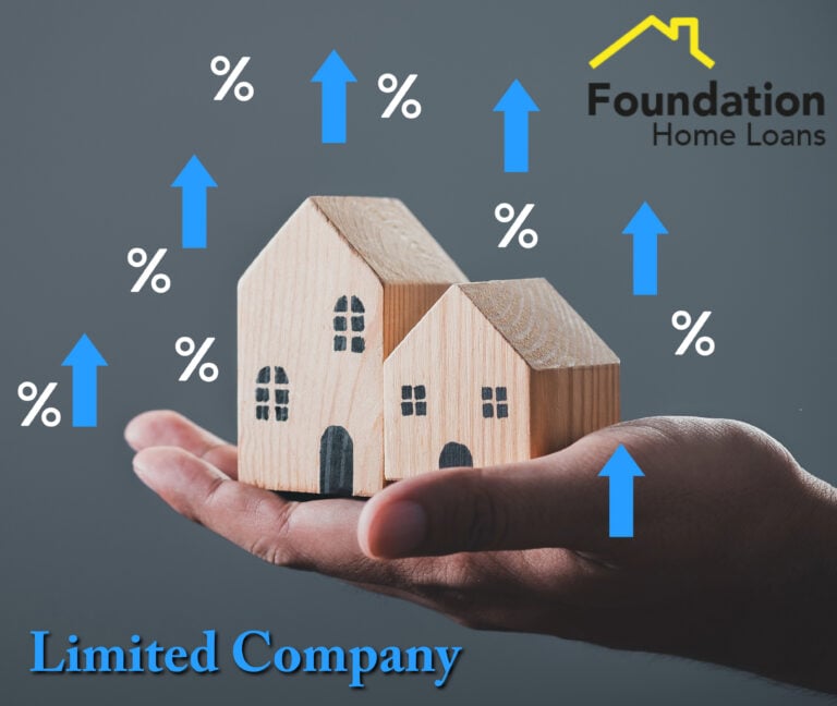 Wooden houses in a hand with rising percentage signs symbolising landlord property ownership growth.