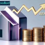 Rising rental costs shown with house, coins, and upward trend line.