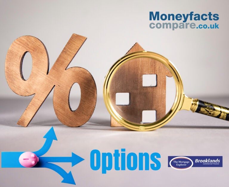 Magnifying glass over house icon with percentage sign, symbolising record BTL mortgage options